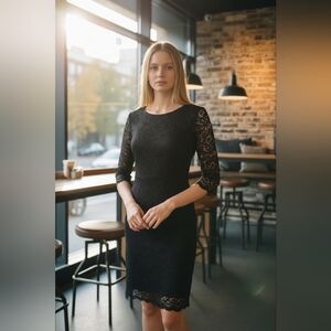 Banana Republic Long Sleeve Black Lace Dress